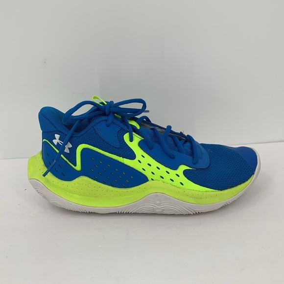 Under Armour GS Jet 23 blue yellow sneakers shoe tie basketball youth boys 7 - Picture 1 of 6